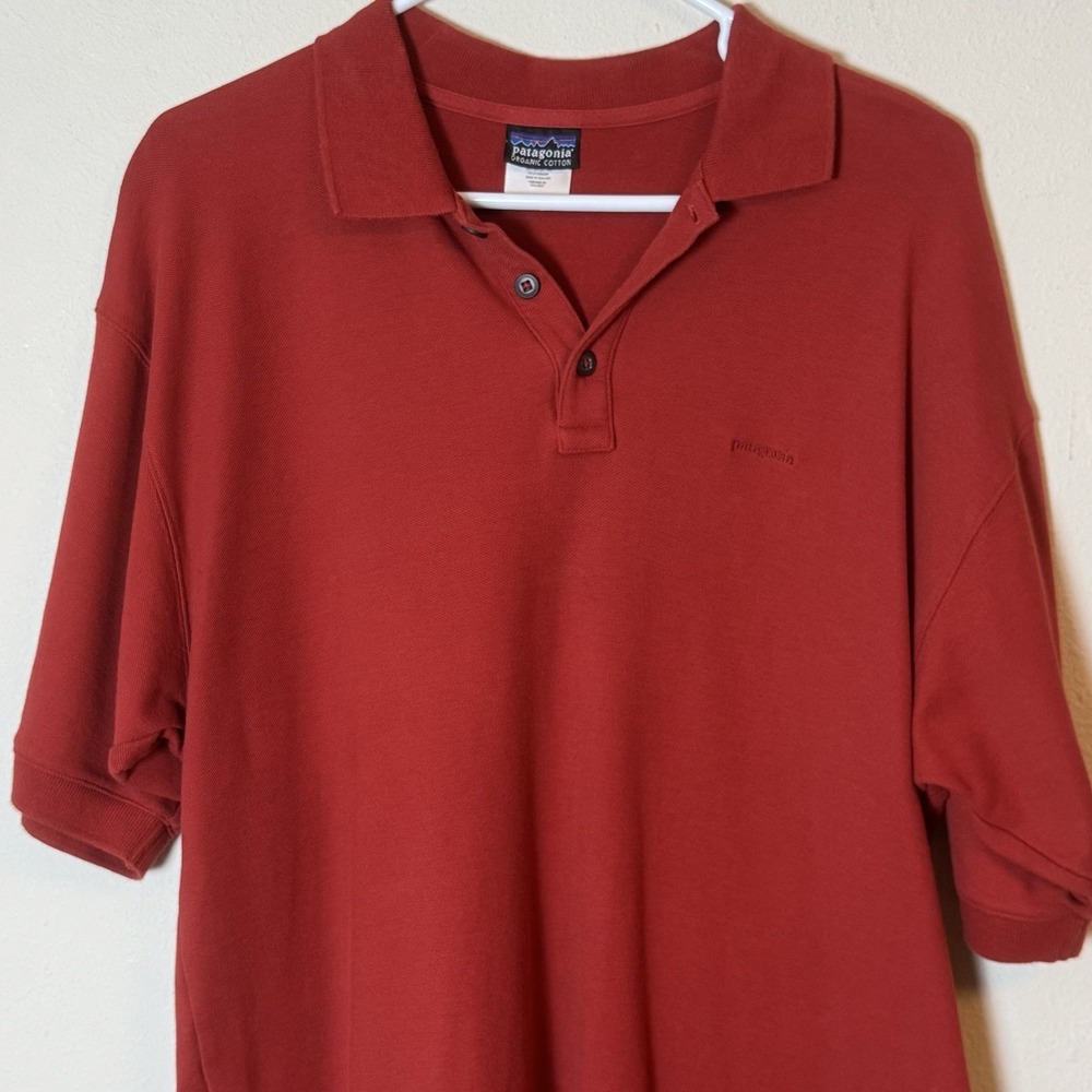 Patagonia Organic Cotton Polo Shirt Red Men's Medium (tall) Short Sleeve